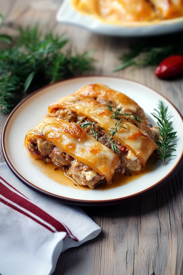 Un secondo piatto gustoso e ricco di sapori, perfetto per un pranzo o una cena sostanziosa. Questi involtini di carne ripieni di salsiccia di manzo e provolone filante sono semplici da preparare e deliziosi da gustare, con un cuore morbido e un sugo di pomodoro che completa perfettamente il piatto.